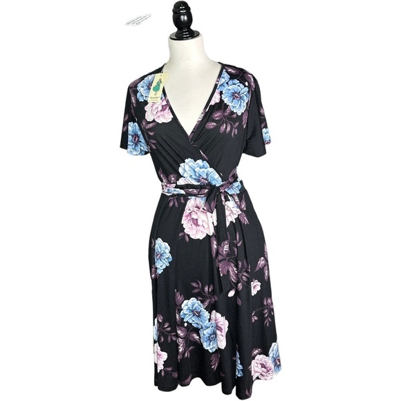 Nemidor Dresses & Skirts - Nemidor Plus Size Floral Attached Sash Belt Dress 16